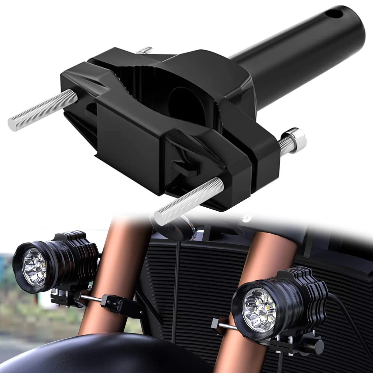 

Motorcycle Headlight Brackets for 20-55mm Front Fork Pipe Bumpers Handlebars Round Tube Universal Aluminium Alloy Motorcycle Mod