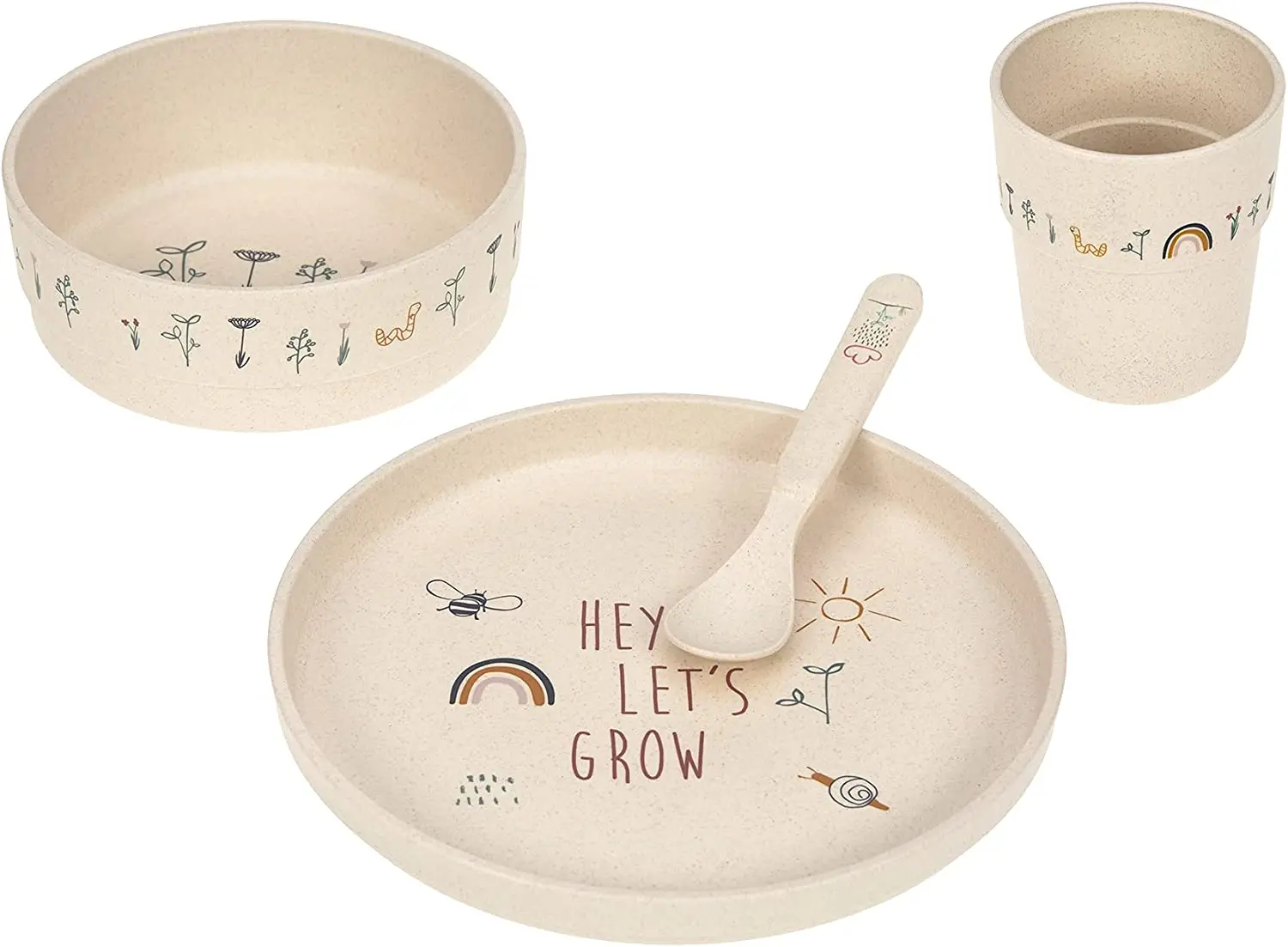 

LÄSSIG Service de vaisselle décontracté pour enfants Assiette bol cuillère tasse/Dish Set PP/Cellulose Tiny Farmer Sheep/Goo