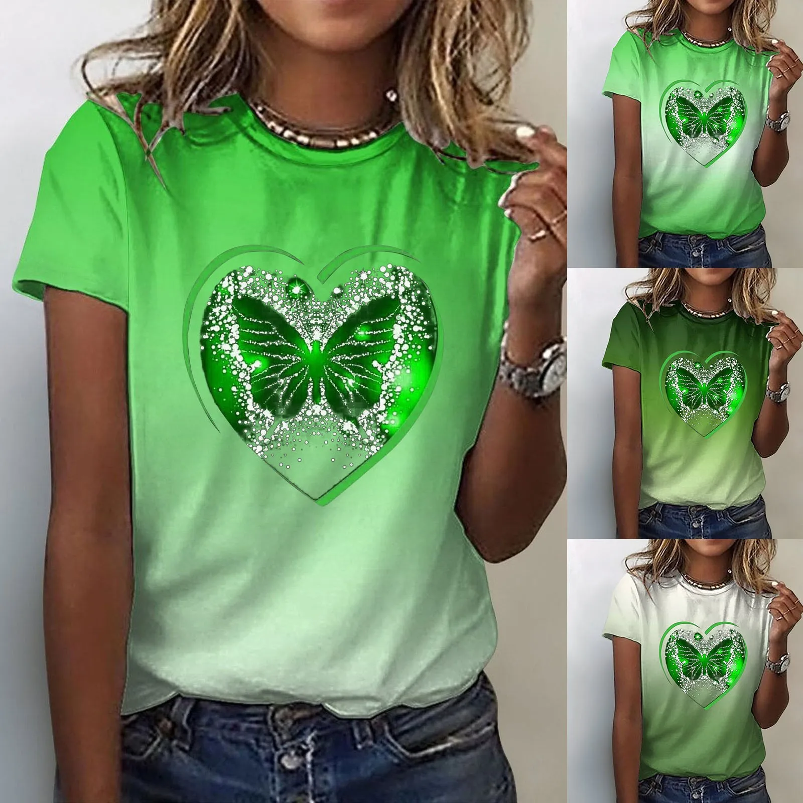 

Женская милая рубашка, топ с коротким рукавом, Повседневная футболка с принтом, 2 рукава, спандекс, футболки для женщин