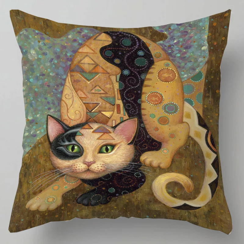 

Льняные подушки с мультяшным котом 45x45 см