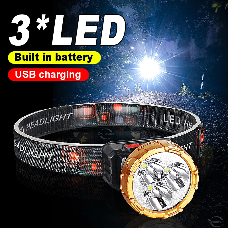 

New Mini LED Headlamp Powerful Head Flashlight USB Rechargeable Headlight 4 Modes Waterproof Fishing Camping Head Light Lantern