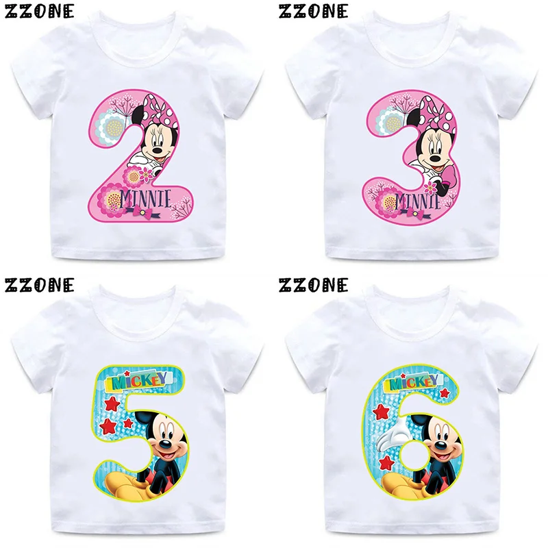 

Disney Mickey and Minnie Figure Digital Bow Kids T Shirts Girls Party Clothes Cute Kids T Shirts