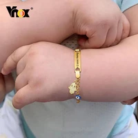 vnox free custom baby bracelets customize name birth date gift for new borns anti allergy stainless steel girls boys bracelet
