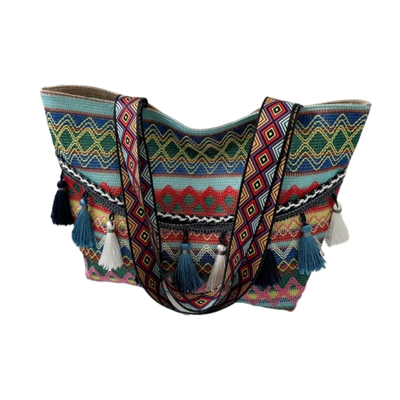 

Women Shoulder Bag Fashionable Ethnic Style Knit Handbag Stylish Minimalists