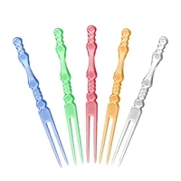 80pcs mini color transparent disposable forks for party bbq sticks picks skewer set home dining plastic food cake fruit fork
