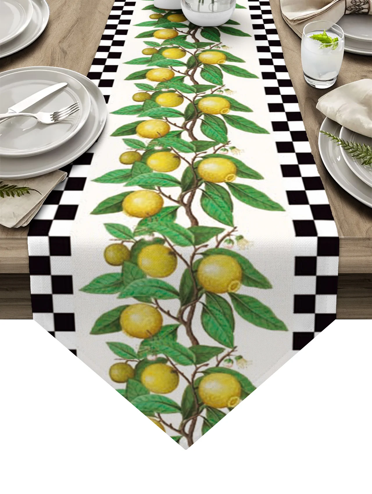 

Современная клетчатая скатерть в стиле ретро с изображением лимона, фруктов, деревенского свадебного декора, скатерть для дома, отеля вечер...