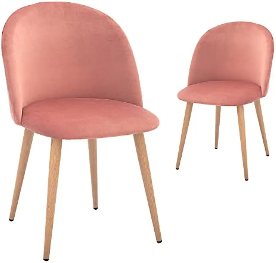 Mid Century Modern Kitchen Velvet Upholstered Accent Leisure Chairs,Set of 2,Pink