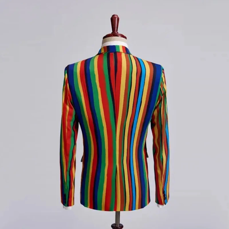 Мужской деловой костюм в английском стиле пальто красочную полоску модные