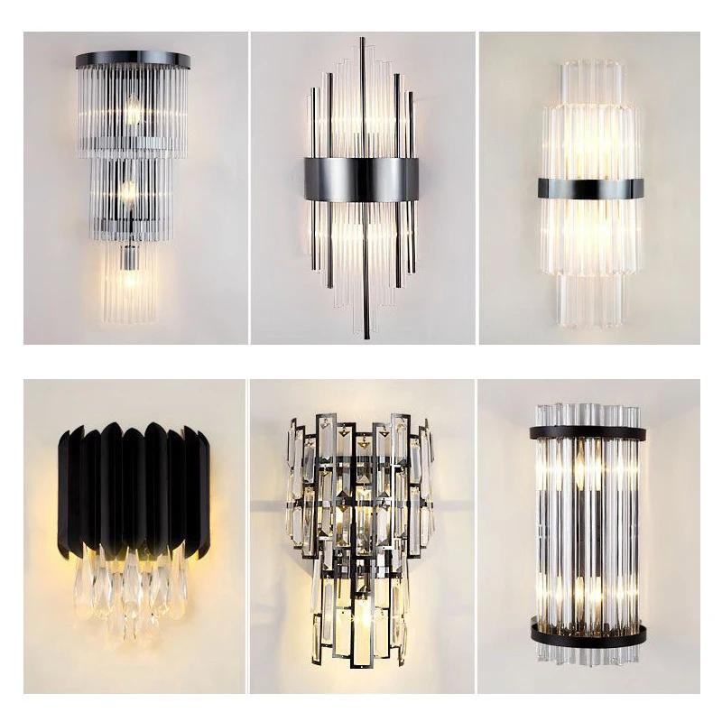 Build Your Home LED Postmodern Crystal Black Designer LED Lamp LED Light Wall Lamp Wall Light Wall Sconce For Bedroom Corridor