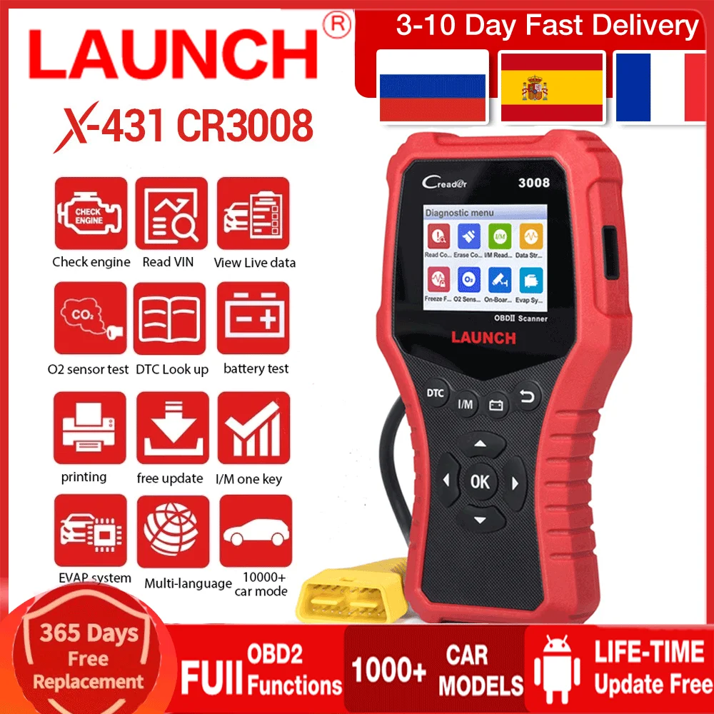 LAUNCH Creader CR3008 Obd2 Diagnostic Scanner For Auto OBD2 EOBD Car Engine Fault Code Reader Scanner PK NT301 ELM327