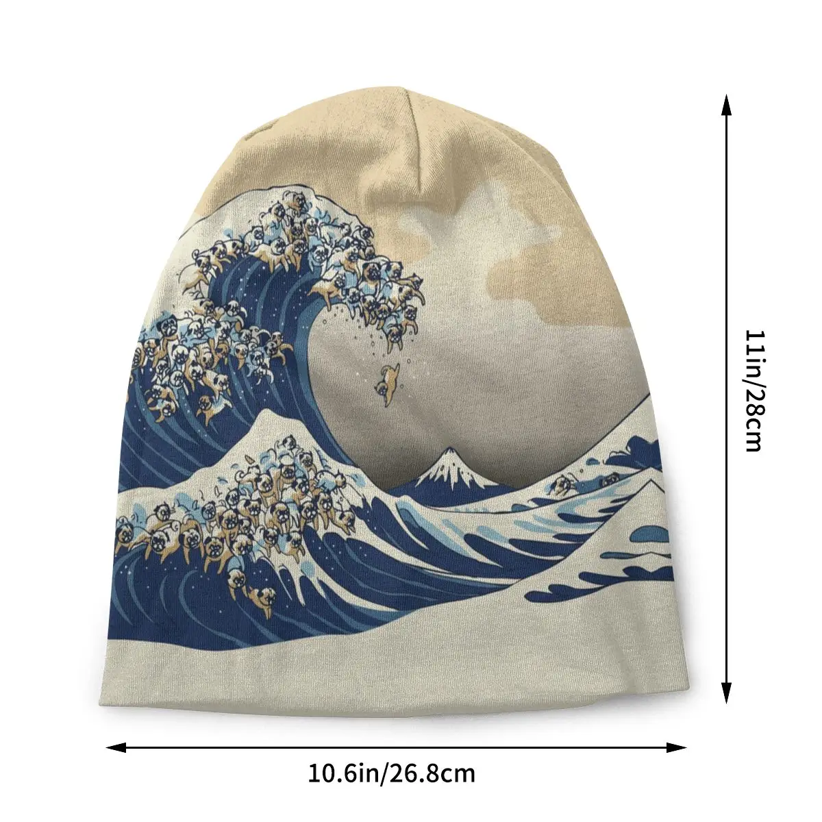 Шапка-бини The Great Wave Off Kanagawa Pugs шапки для мужчин и женщин зимняя теплая вязаная