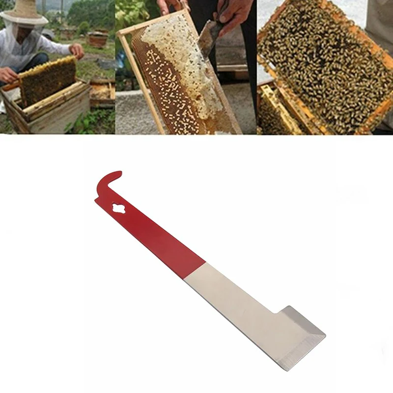 

Beekeeping Equipmentc Red 26.7cm Stainless Bee Hive Tool Frame Lifter And Scraper J Shape Hook Beekeeper Tool Scraping Knife