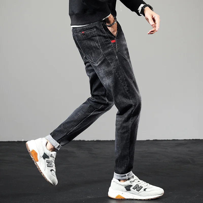 

Harlan Jeans Men's Loose Straight Leg Trend All-match Korean Youth Elastic Autumn And Winter Models Small Feet Long Pants
