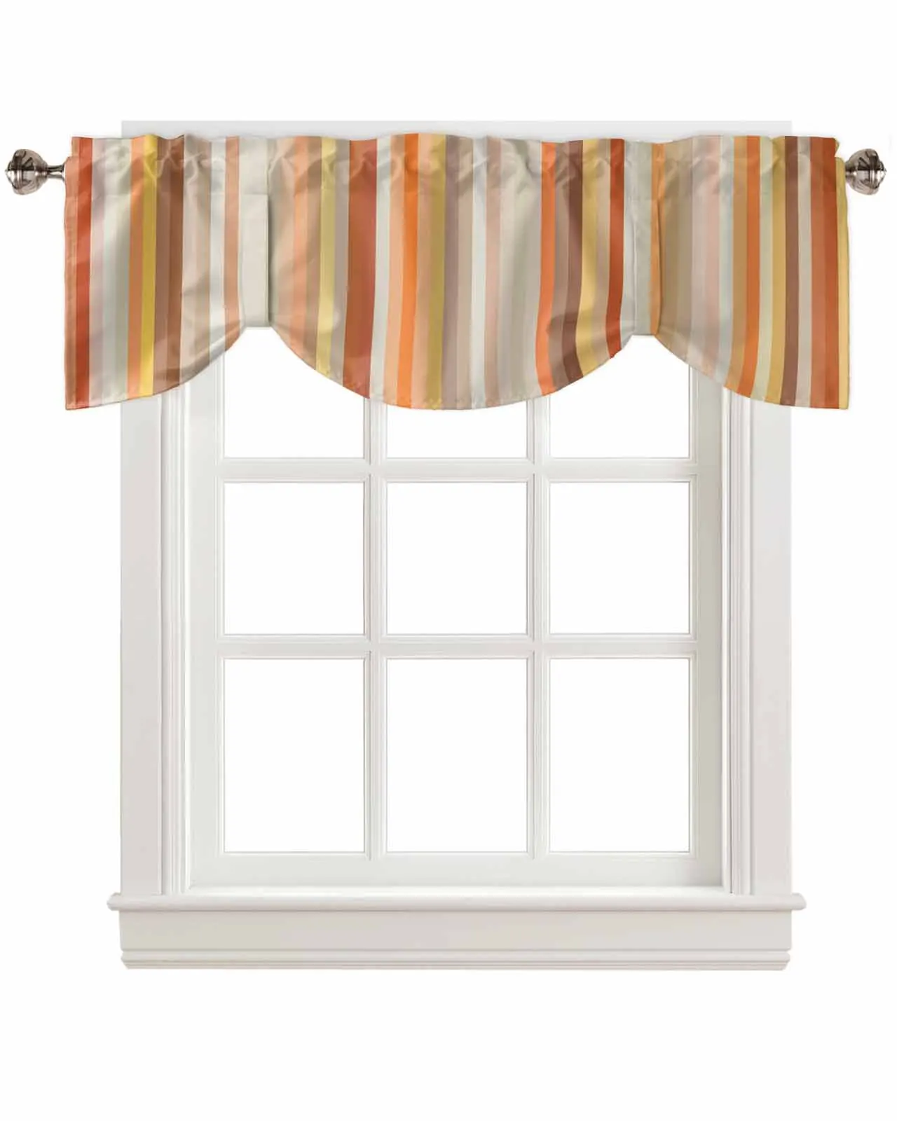 Оранжевые полосы геометрические абстрактные короткие оконные занавески