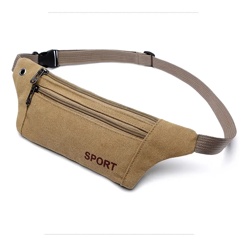 

Waist Pack Zipper Bags Durable Bag Belt Fanny Waist Casual Men Three Pouch Pocket Canvas Hip Bum New Military Male