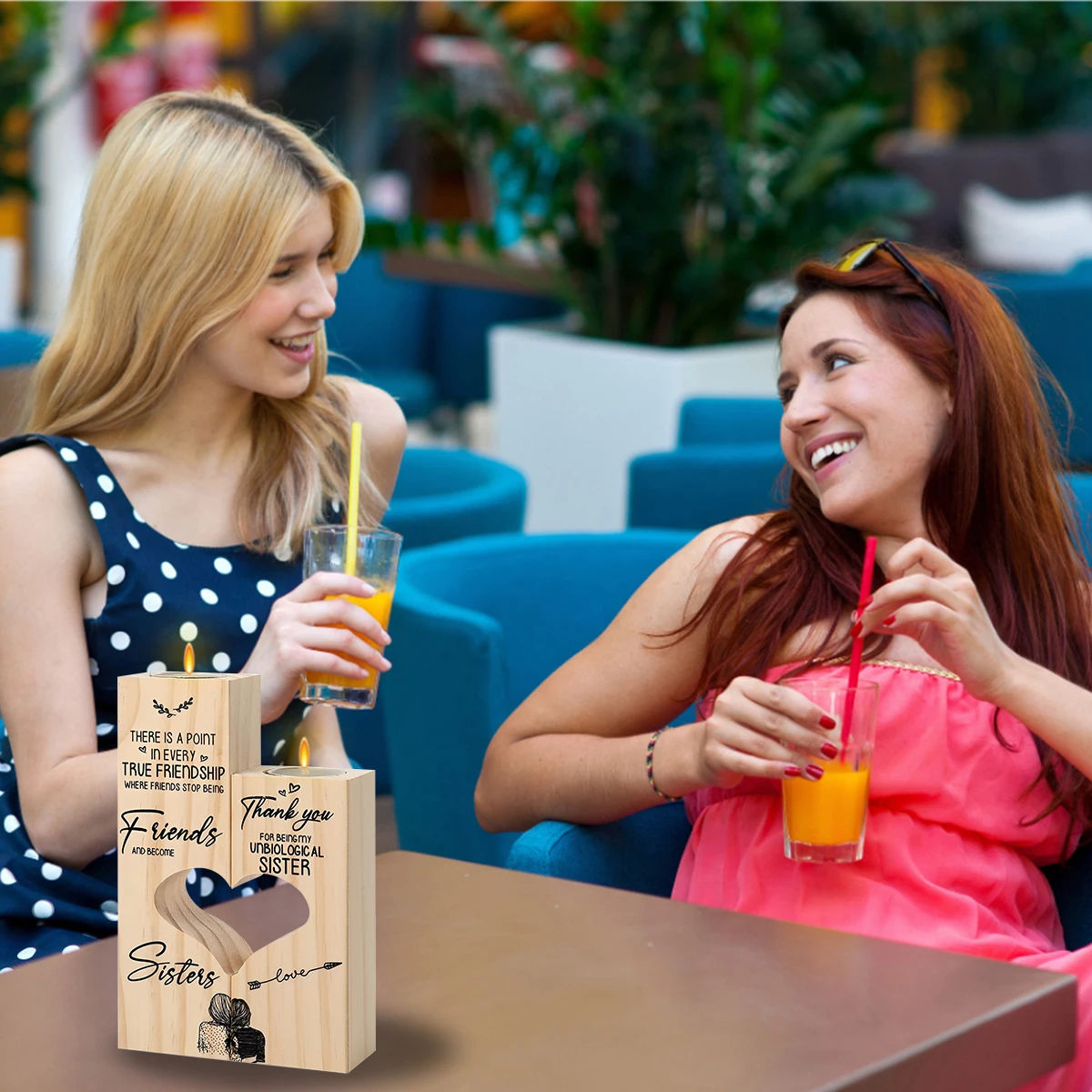 

2 шт., двусторонний деревянный подсвечник в форме сердца