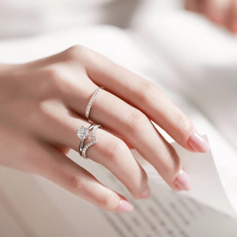 

Модное Aesthatic кольцо из чистого тибетского серебра 925 ювелирные изделия для женщин высокого качества Цирконий бриллиант обручальное кольцо ...