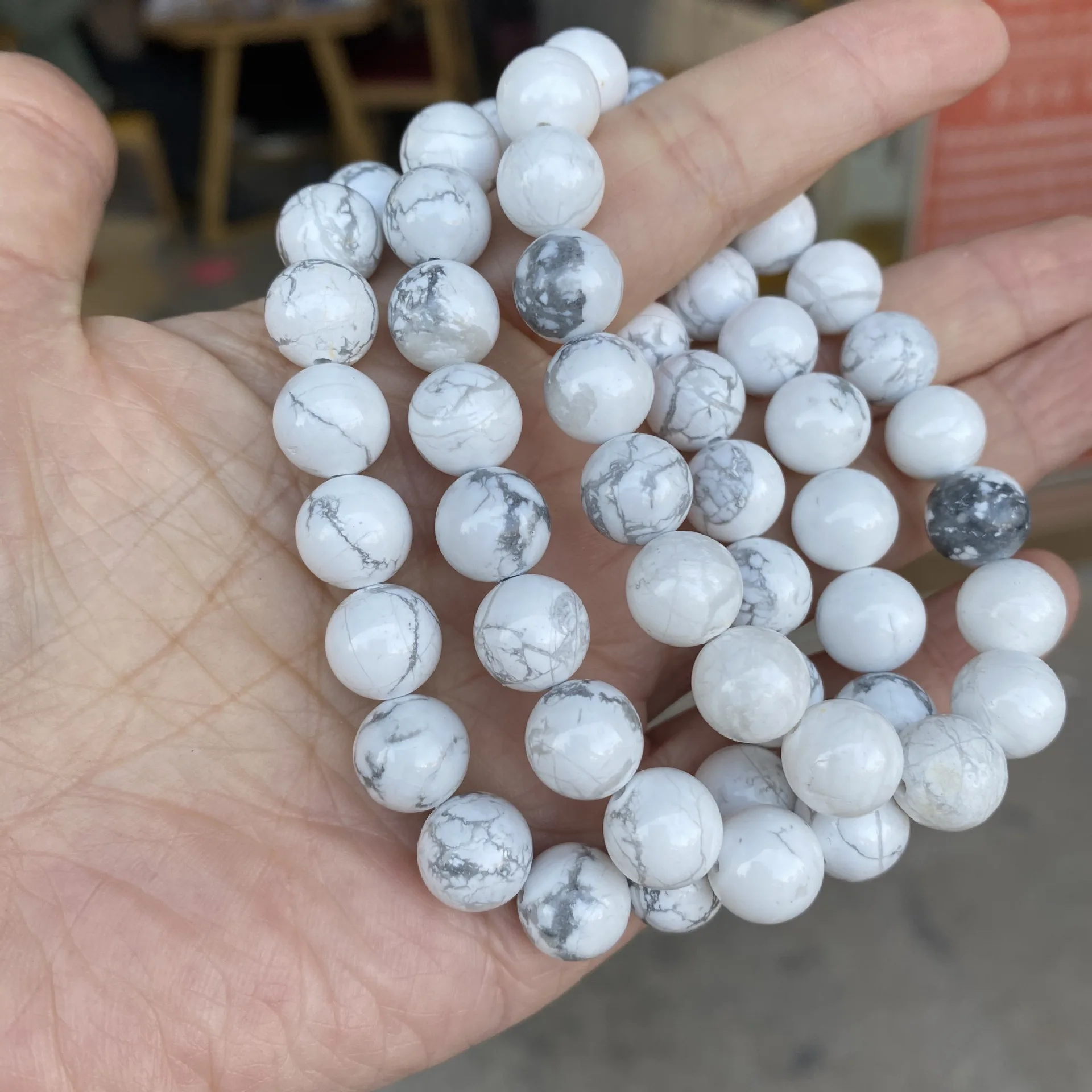 

Natural White Pine Stone Beads Bracelet Bead Yoga Bracelets Men Women Jewelry