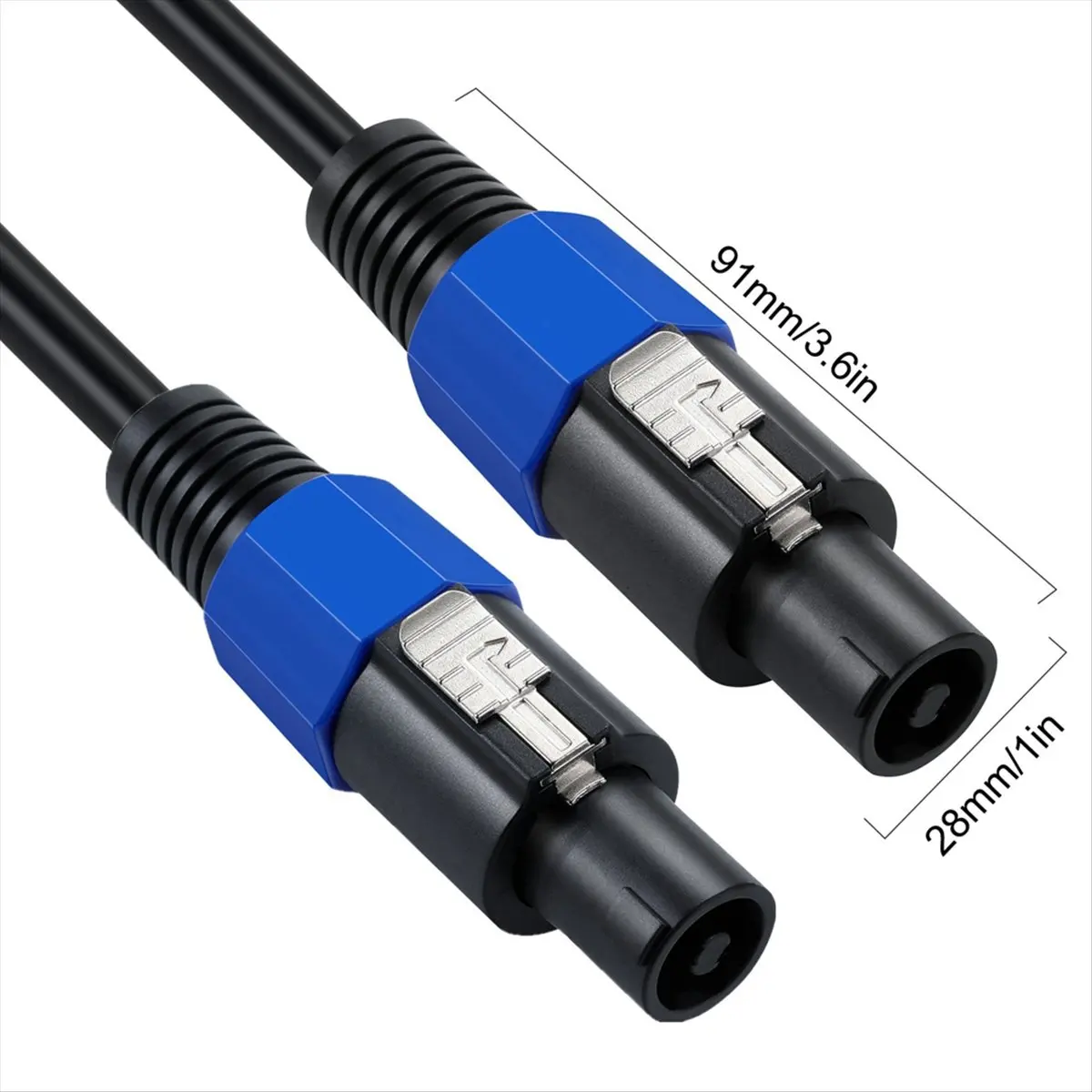 Фото Кабель Speakon 6 футов, профессиональный, 18 AWG, штекер-штекер, аудиокабель, ПВХ + 16 AWG, провод из луженой меди, гнездо-штекер для подключения к динамикам №1