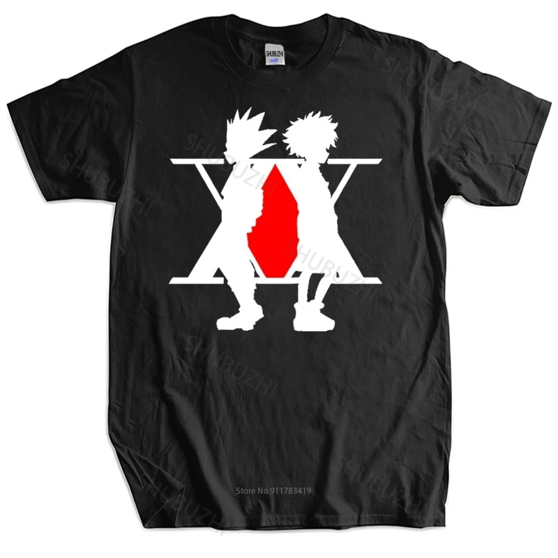 

Cotton Tshirt Men Crew Neck Tops Stylish Hunter X Hunter Anime Killua Zoldyck Design T Shirts Japan Anime Men O-neck Teeshirt