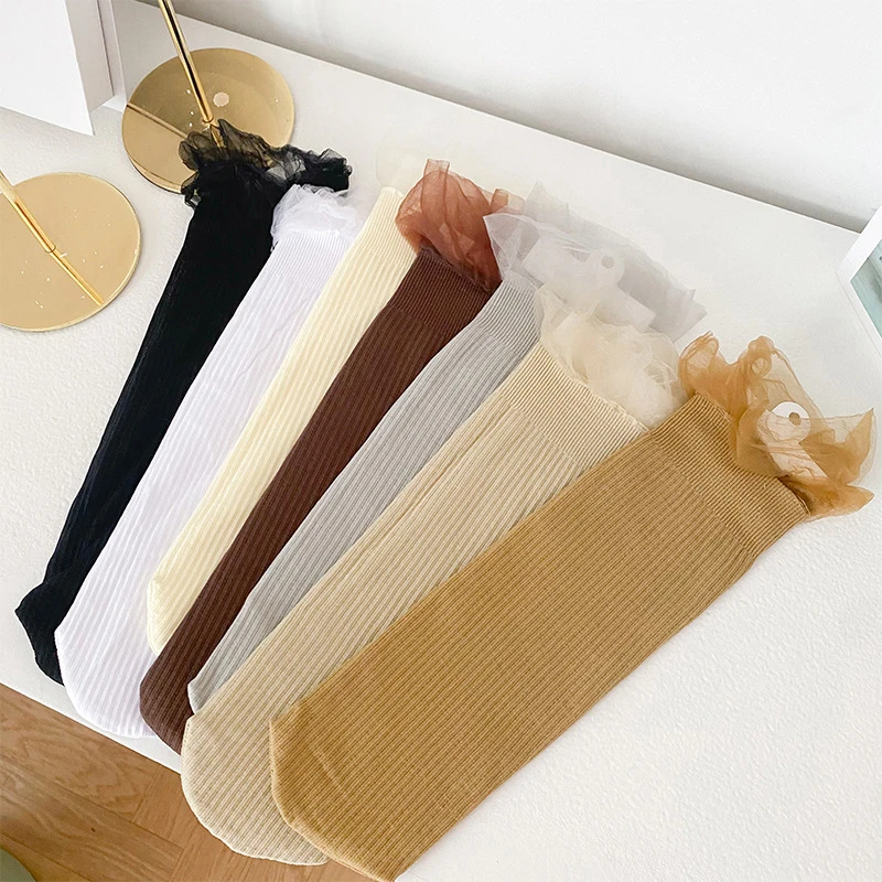 

Носки женские короткие однотонные, модные кружевные сетчатые, в стиле Харадзюку, дышащие, для девушек, 1 пара, весна-лето