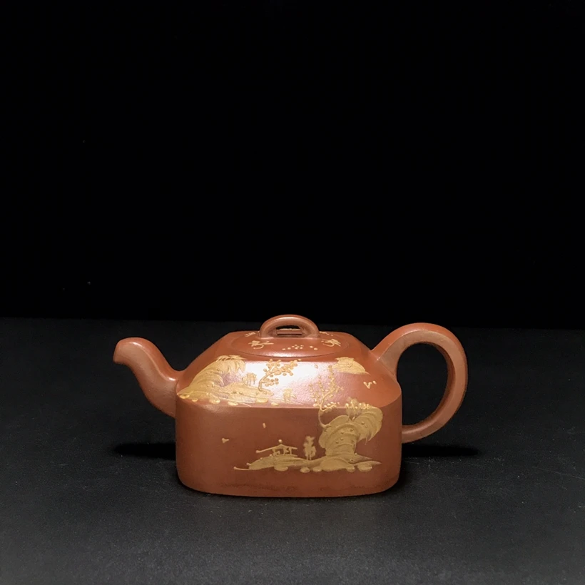 

Китайский исинский стеклянный чайник из фиолетовой глины Zisha смешанный праздничный чайник Gu JingZhou 240CC