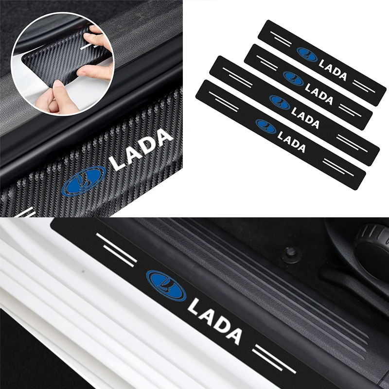 

Car door sill cover protection car scuff plate door sill sticker For LADA Niva 4X4 2121 Juguete 1/24 2101 2107 Shirt 1600 vesta