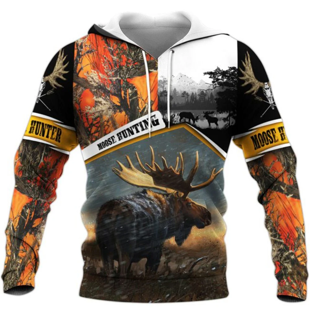 

CLOOCL Men Hoodie Beautiful Moose Hunting Deer 3D Printed Long Sleeves Hoodie Casual Sweatshirt Women Zipper Sportswear Pullover