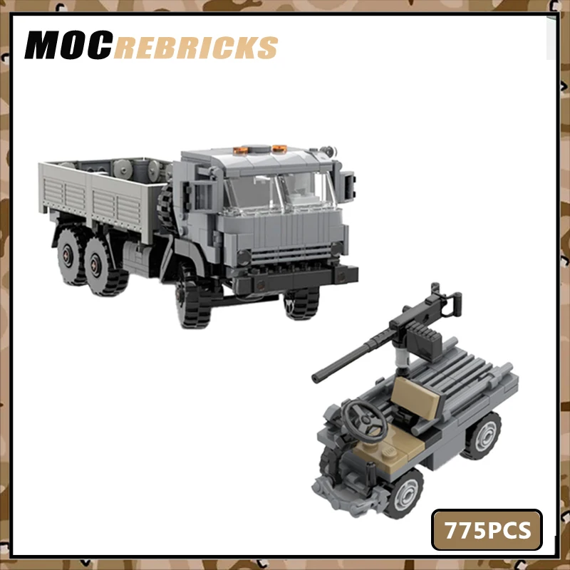 

WW2 Military Series Transport Vehicles For Modern Special Forces Kamaz 5350 Mustang Creative DIY Building Block Children's Toys