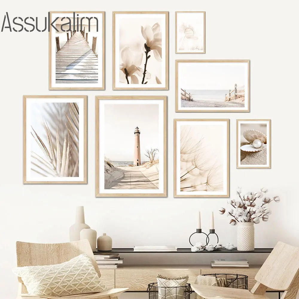 

Reed Dandelion Canvas Painting Bridge Wall Art Palm Leaf Painting Poster Flower Shell Art Prints Nordic Posters Bedroom Decor