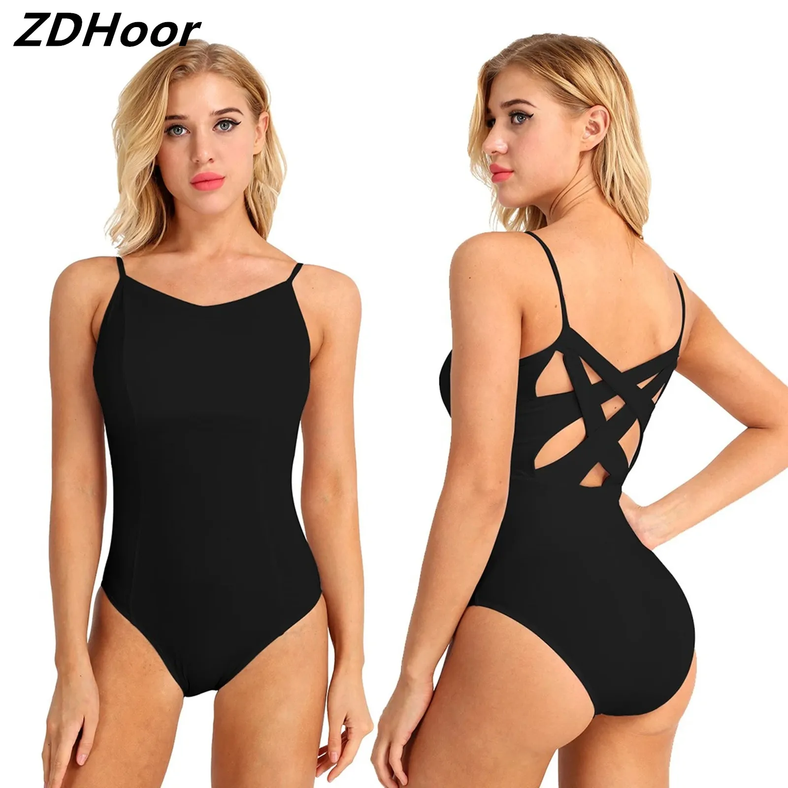 

Women Adult Criss Cross Back Ballet Dancer Leotard Built In Shelf Bra