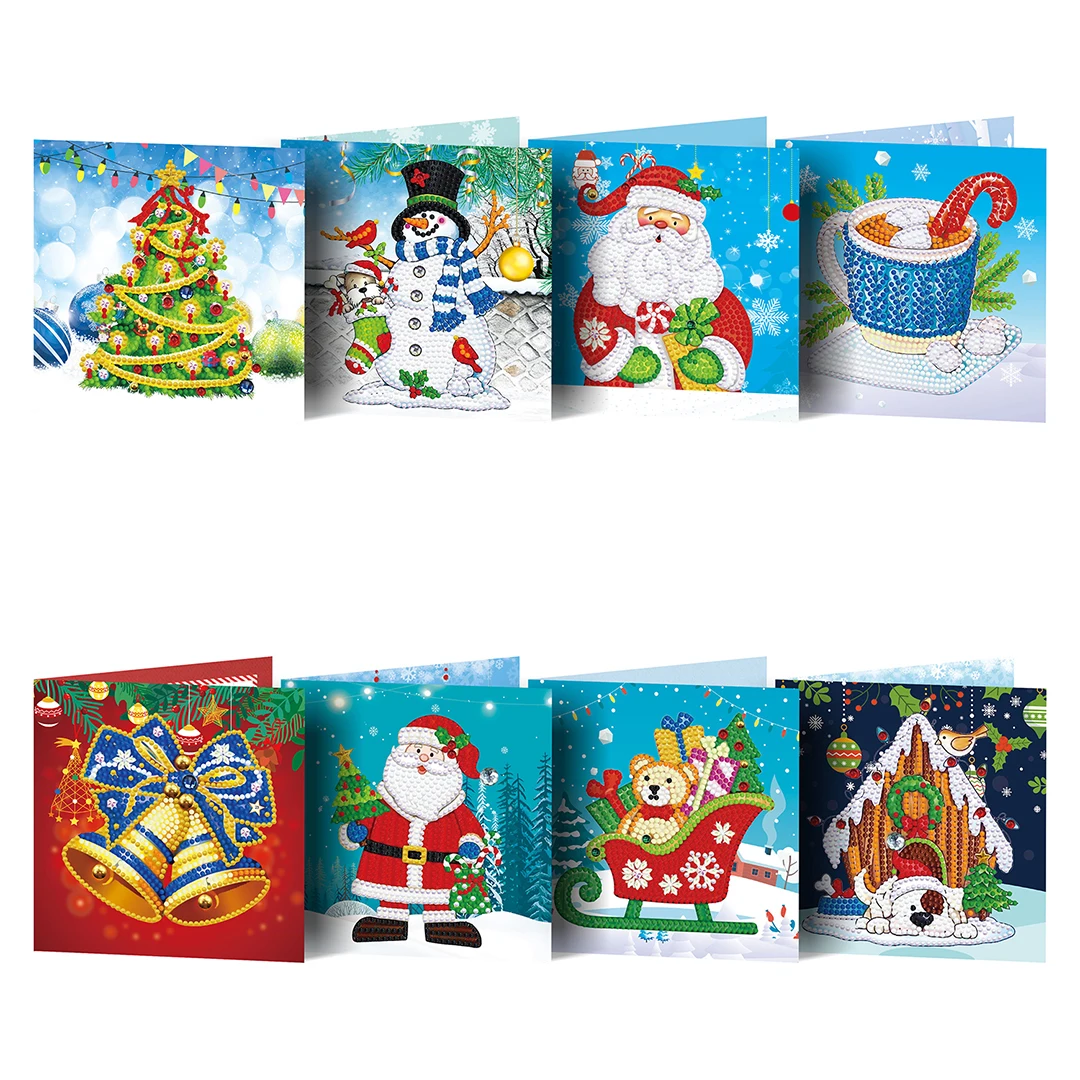 

5D DIY Diamond Mosaic Christmas Greeting Card Diamond Painting Kit Diamond Embroidery Beads Postcards Natale Xmas Holiday Gifts