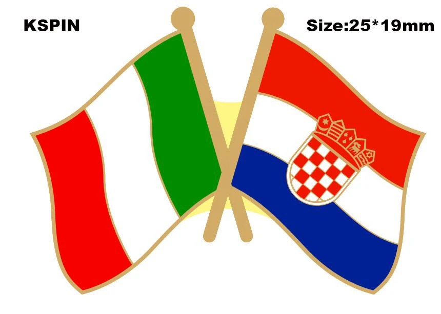 Italy & Croatia Friendship Flag Lapel Pin Friendship Flag Badge Flag pin