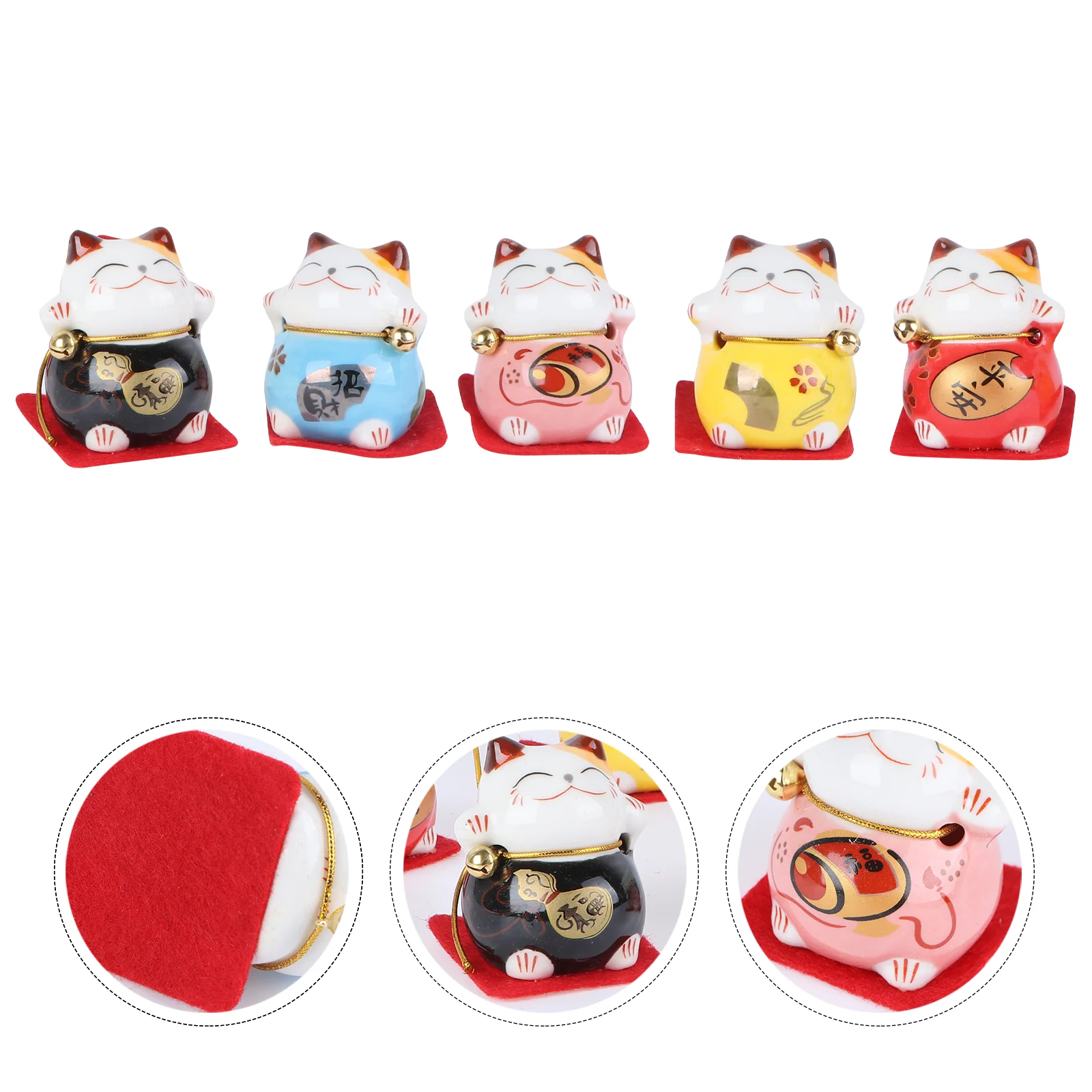 

5 Pcs Lucky Cat Cake Toy Adorable Cat Ornament Animal Cat Ornament Car Ceramics Car Accessory Cat Decor Fortune Cat Adornment