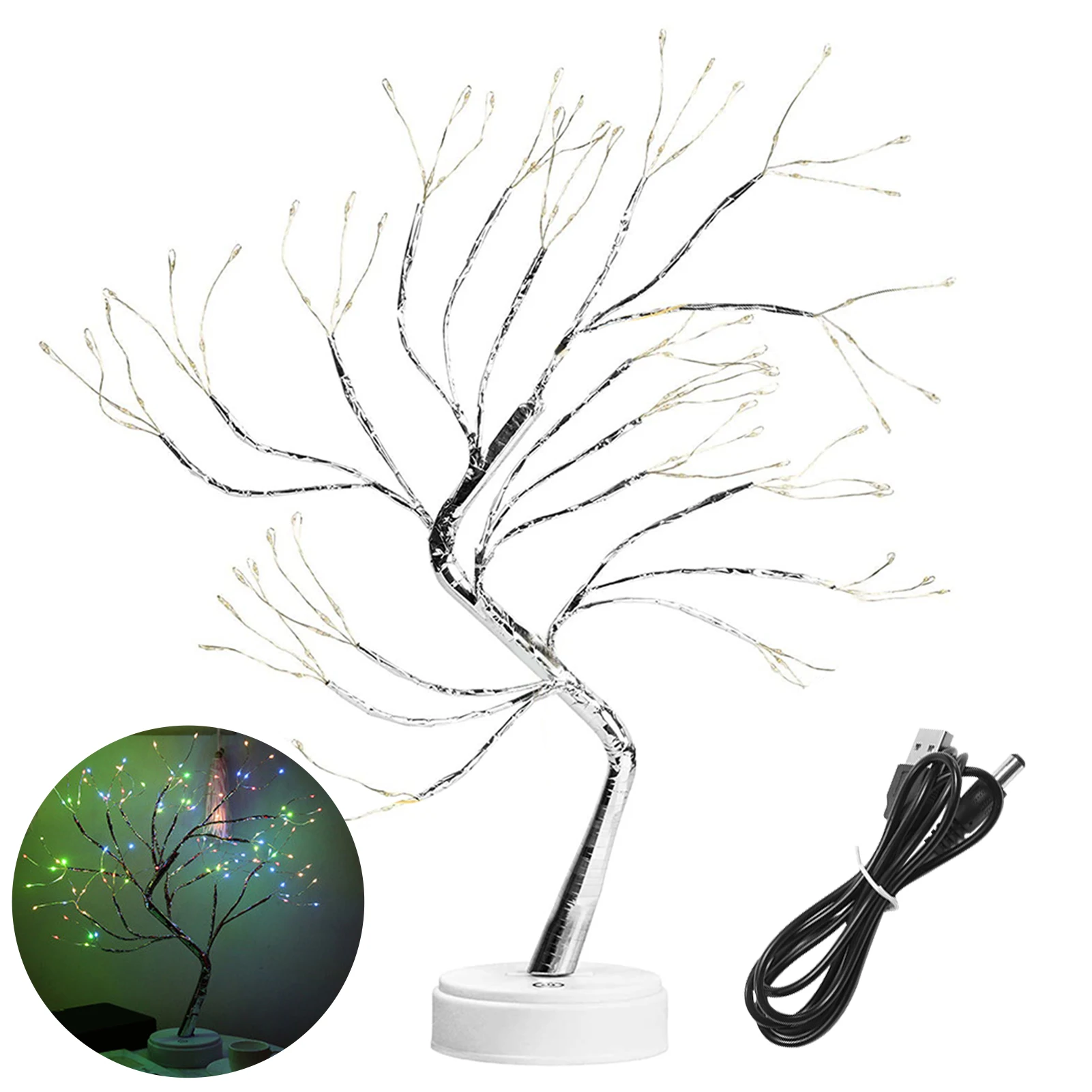 

20inch Mini Party 108 LED Bedroom Women Girls Home Indoor Decor Battery USB Operated Tree Light Christmas DIY Sparkly Festival