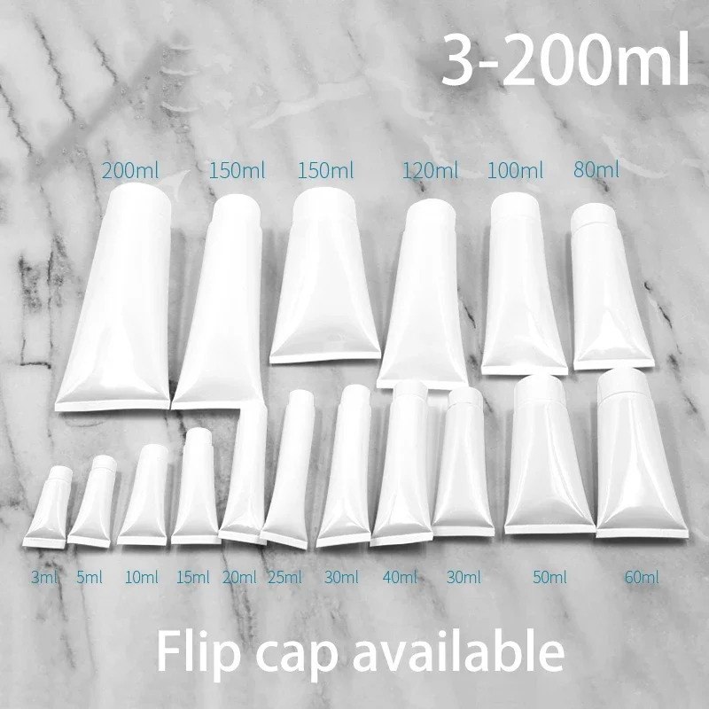 Белая пластиковая Косметическая Мягкая трубка для очищения лица 80 мл 100 120 150 200