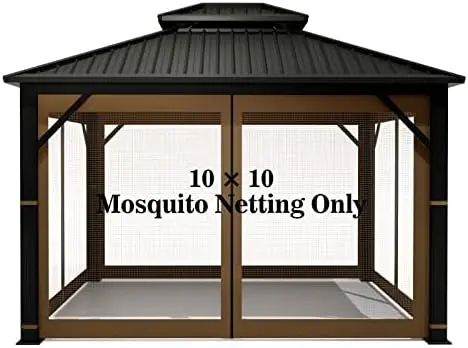 

Universal Replacement Mosquito Netting \u2013 10' x 12' Outdoor Mesh Netting Screen 4-Panel Sidewall Curtain with Zippe