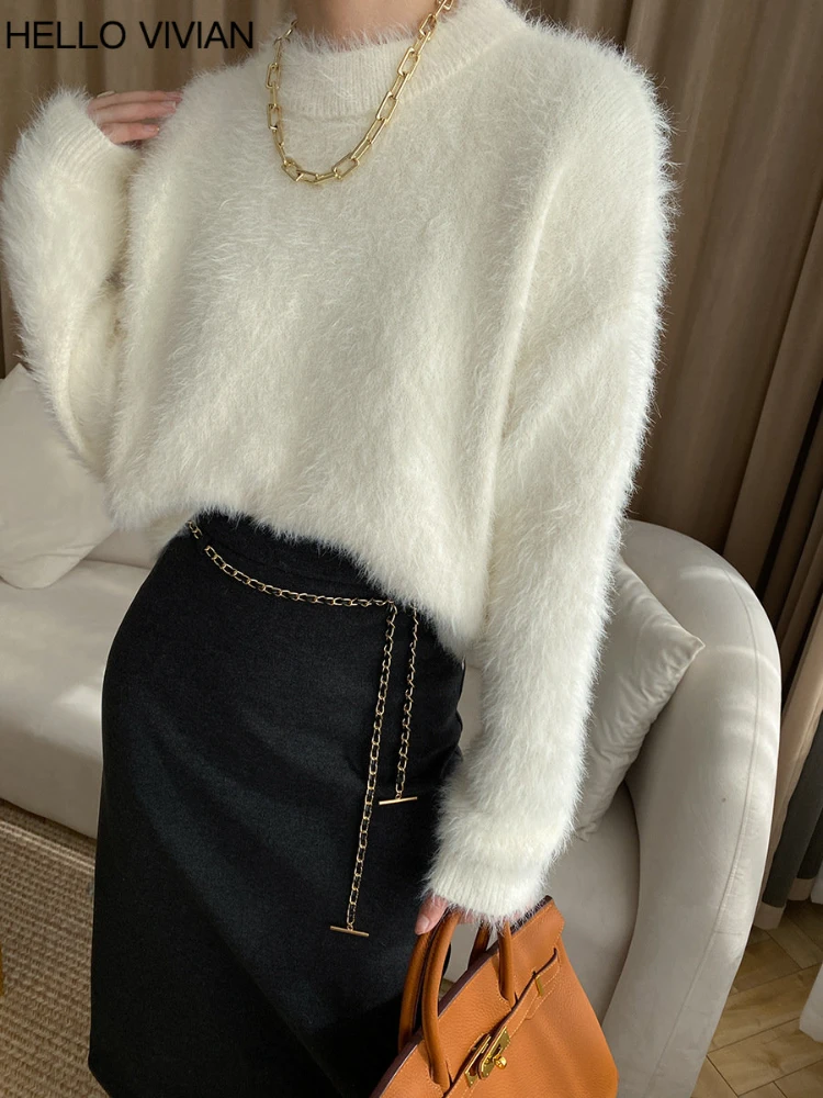 

Fashionable Round Neck Mink Velvet Soft Waxy Sweater Women's Sweater 2022 Autumn and Winter New Warm