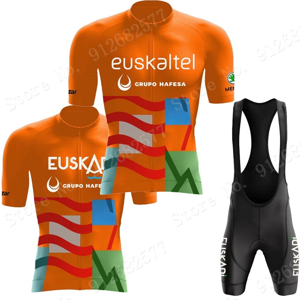 

Cycling Jersey Euskaltel Euskadi Team 2023 Set Orange Clothing Road Bicycle Bib Shorts Suit MTB Wear Maillot Culotte
