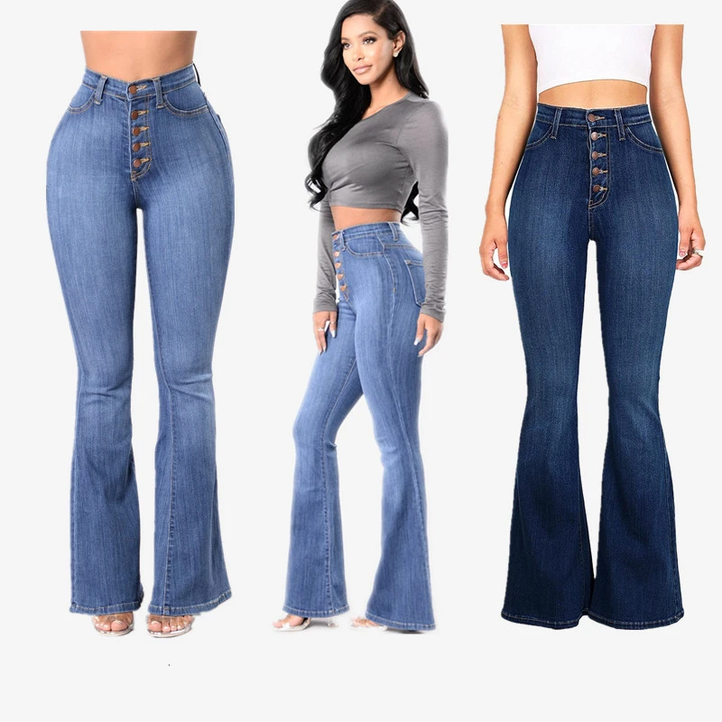 

2023 European American Spring Summer Fashion New Women's Slim Fit High Waist And Buttocks Flared Jeans Trousers Trend H232
