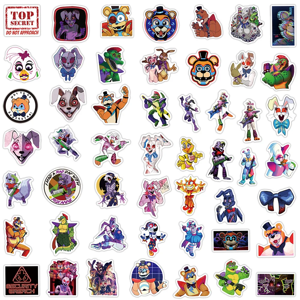 50 взрывоопасных триллеров игра FNAF наклейки с защитой безопасности граффити