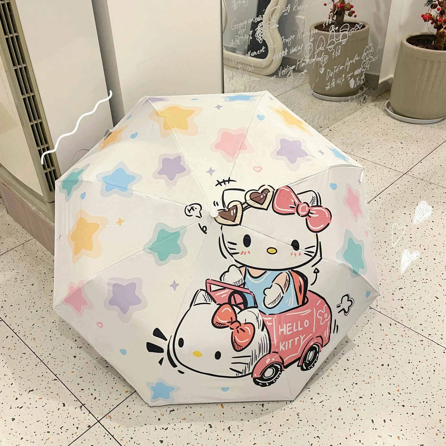 

Kawaii Sanrio Rain and Shine Umbrella Hello Kittys Accessories Cute Anime Sunshade Sunscreen Uv Protection Toys for Girls Gift