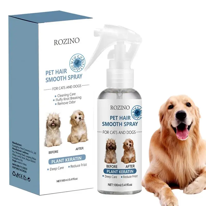 

100ml Dog Detangler Spray Naturally Soften Coat Easy To Use Leave-In Matted Hair Conditioner Spray Pet Grooming Accessories