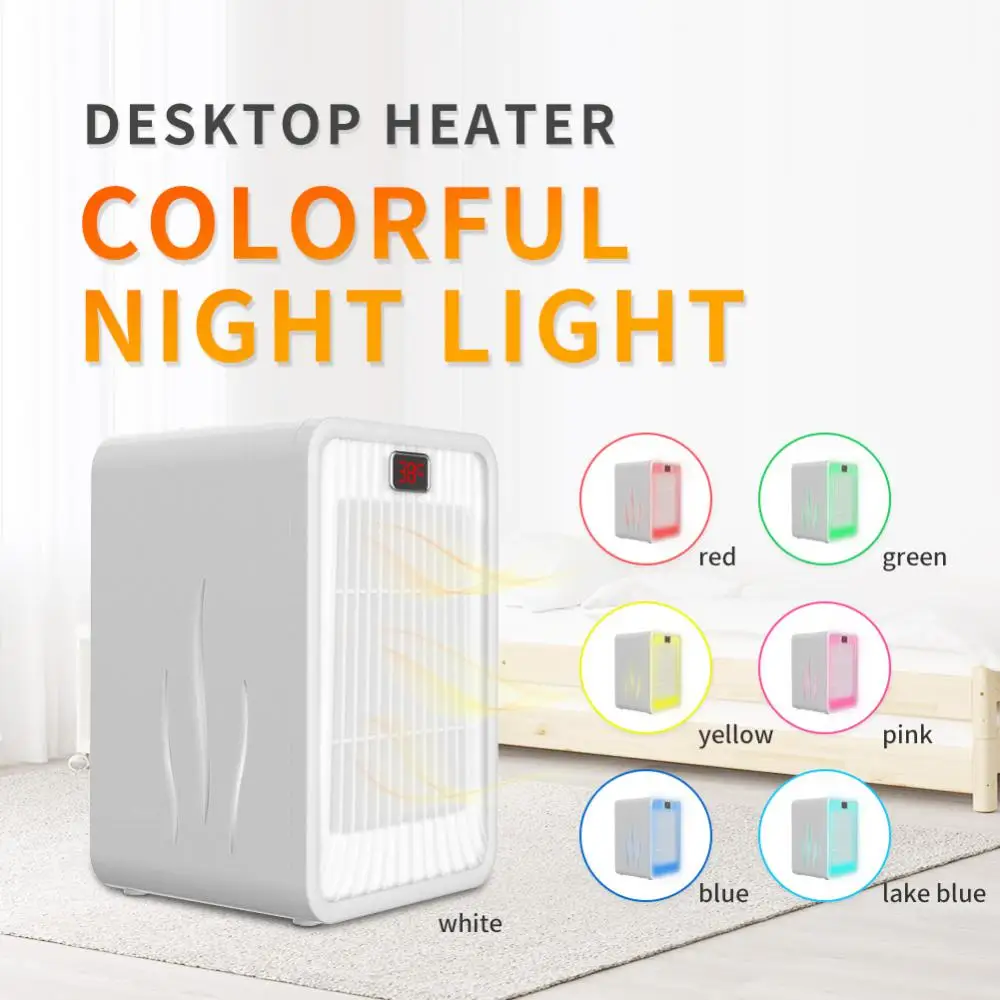

Mini Desktop Heater Smart Constant Temperature Portable LED Night Light Timer Small Heater 1000-1200w