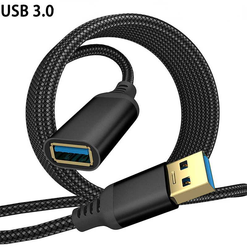 

Позолоченный Удлинительный кабель USB, 5 Гбит/с, высокоскоростной кабель передачи данных, штекер-гнездо, нейлоновая оплетка, цифровые кабели