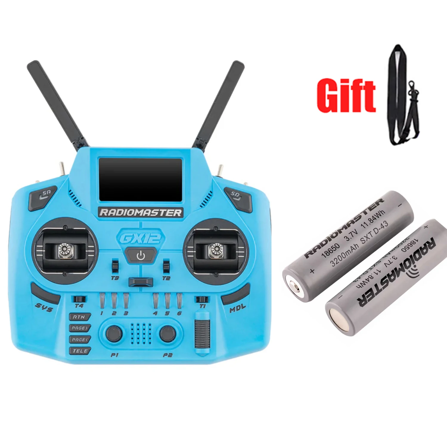 Radiomaster GX12 Crush Iceberg Blue Dual-Band ELRS + 2x 18650 batteries