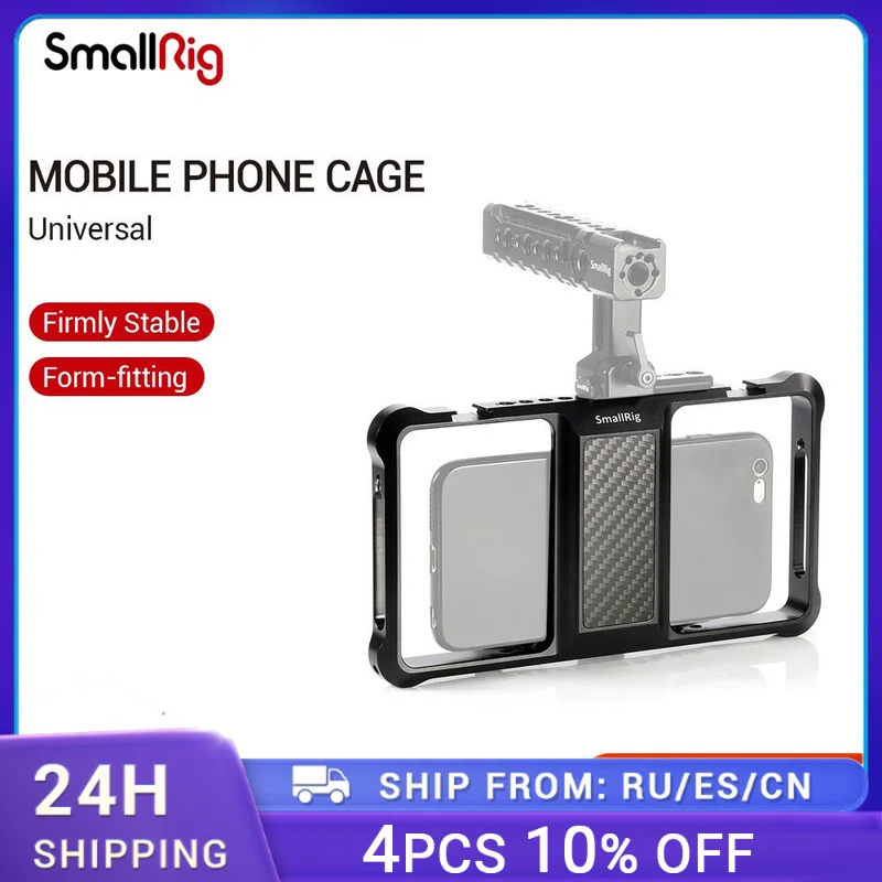 

SmallRig Standard Universal Mobile Phone Cage Vloggers Video Shooting Phone Cage Accessories With Cold Shoe Mount -2391
