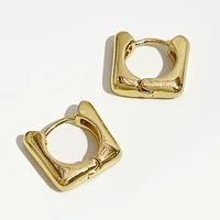 perisbox 2 designs gold color u shape thin chain earrings chunky circle geometric earrings for women minimalist hoop earrings