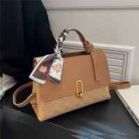 summer short handle scarf small tote handbags for women 2022 trend double compartment lock design ladies shoulder crossbody bags