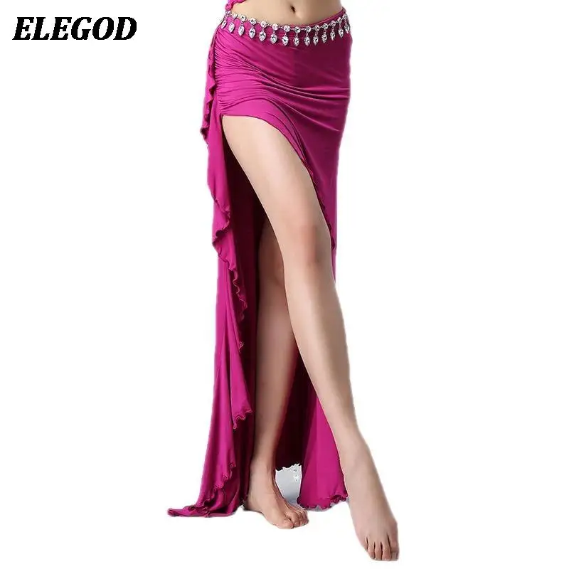 

Women Sexy Belly Dance Skirt Costume Adult Oriental Indian Dance Practice Training Suit Lady Bellydance Elegant Split Long Skirt